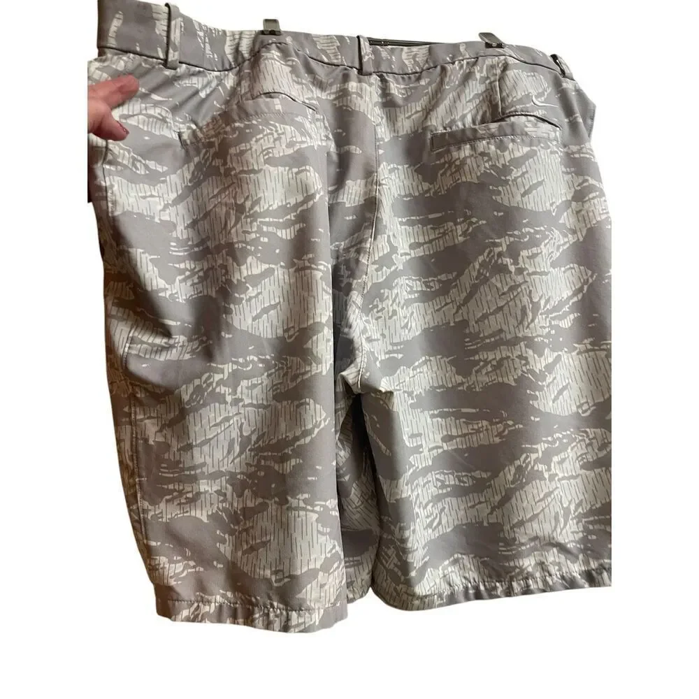 Nike Mens Gray White Dri Fit Standard Fit Camo Performance Golf Chino Shorts 42